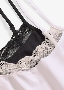 Unterhemd mit Bio-Baumwolle und Spitze (2er Pack), bonprix Unterhemd mit Bio-Baumwolle und Spitze (2er Pack), bonprix