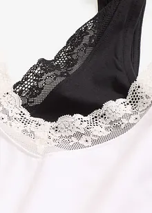 Unterhemd mit Bio-Baumwolle und Spitze (2er Pack), bonprix Unterhemd mit Bio-Baumwolle und Spitze (2er Pack), bonprix