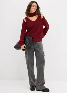 Grobstrick-Pullover mit Cut-Outs, bonprix Grobstrick-Pullover mit Cut-Outs, bonprix