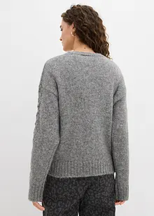 Boxy-Pullover mit geflochtenen Ärmeln, bonprix Boxy-Pullover mit geflochtenen Ärmeln, bonprix