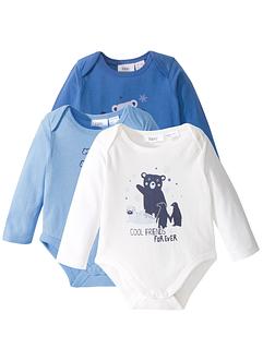 Lot de 3 bodies bébé manches longues en coton bio, bpc bonprix collection Lot de 3 bodies bébé manches longues en coton bio, bpc bonprix collection