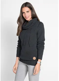 Rollkragenpullover mit Kordeln, bonprix Rollkragenpullover mit Kordeln, bonprix