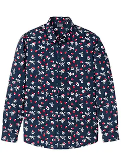 Langarmhemd mit Weihnachts-Druck aus reiner Baumwolle, Slim Fit, bonprix Langarmhemd mit Weihnachts-Druck aus reiner Baumwolle, Slim Fit, bonprix