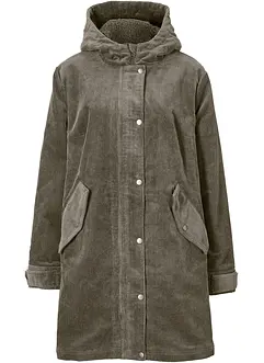 Warmer Cord-Parka mit Teddy-Futter in der Kapuze, in A-Linie, bonprix Warmer Cord-Parka mit Teddy-Futter in der Kapuze, in A-Linie, bonprix