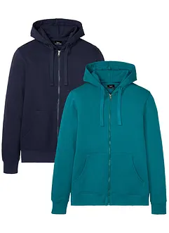 Lot de 2 sweats à capuche zippés , bonprix Lot de 2 sweats à capuche zippés , bonprix