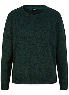 Strick-Pullover mit Rundhals-Ausschnitt in Melange, bonprix Strick-Pullover mit Rundhals-Ausschnitt in Melange, bonprix