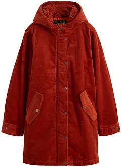 Warmer Cord-Parka mit Teddy-Futter in der Kapuze, in A-Linie, bonprix Warmer Cord-Parka mit Teddy-Futter in der Kapuze, in A-Linie, bonprix