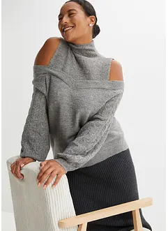 Grobstrick-Pullover schulterfrei, bonprix Grobstrick-Pullover schulterfrei, bonprix