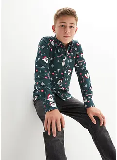 Langarmhemd mit Weihnachtsmotiv, Slim Fit, bonprix Langarmhemd mit Weihnachtsmotiv, Slim Fit, bonprix