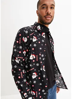 Langarmhemd mit Weihnachts-Druck aus reiner Baumwolle, Slim Fit, bonprix Langarmhemd mit Weihnachts-Druck aus reiner Baumwolle, Slim Fit, bonprix
