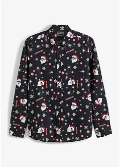 Langarmhemd mit Weihnachts-Druck aus reiner Baumwolle, Slim Fit, bonprix Langarmhemd mit Weihnachts-Druck aus reiner Baumwolle, Slim Fit, bonprix