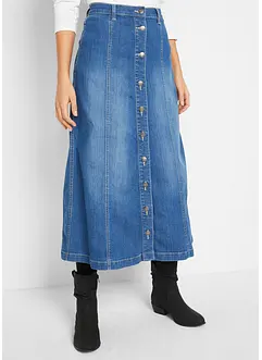 Jupe en jean confort-stretch, longueur midi, bonprix Jupe en jean confort-stretch, longueur midi, bonprix