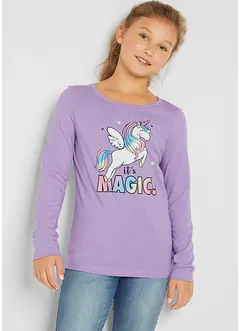 Lot de 2 T-shirts manches longues fille 100% coton, bonprix Lot de 2 T-shirts manches longues fille 100% coton, bonprix