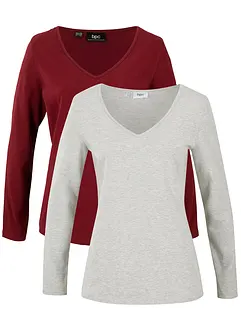 Figurbetontes Langarmshirt (2er Pack), bonprix Figurbetontes Langarmshirt (2er Pack), bonprix