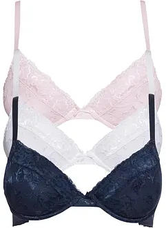 Push-up-BH mit feiner Spitze (3er Pack), bonprix Push-up-BH mit feiner Spitze (3er Pack), bonprix
