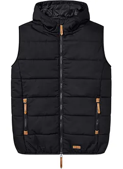 Steppweste mit Kapuze und Lederimitat-Details, bonprix Steppweste mit Kapuze und Lederimitat-Details, bonprix