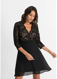 Robe en mousseline avec dentelle, bonprix Robe en mousseline avec dentelle, bonprix