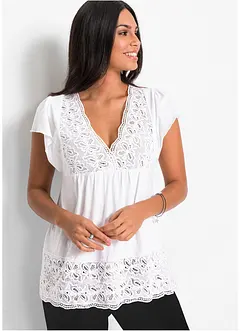 T-shirt avec décolleté en dentelle, bonprix T-shirt avec décolleté en dentelle, bonprix