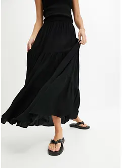 Jupe longue étagée en viscose texturée, bonprix Jupe longue étagée en viscose texturée, bonprix
