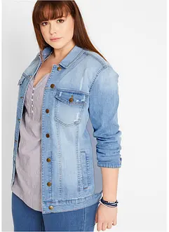 Jeansjacke mit seitlichem Rippeinsatz, bonprix Jeansjacke mit seitlichem Rippeinsatz, bonprix