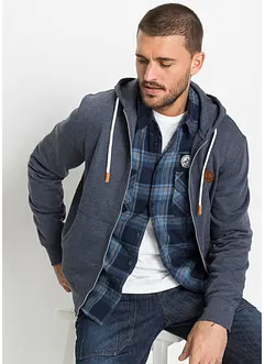 Kapuzen-Sweatjacke mit Lederimitat-Details, bonprix Kapuzen-Sweatjacke mit Lederimitat-Details, bonprix