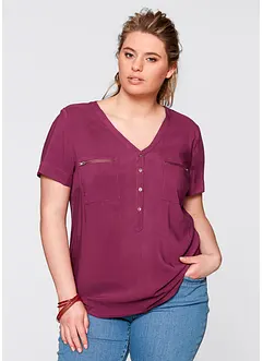 Kurzarmbluse aus fließender Viskose, bonprix Kurzarmbluse aus fließender Viskose, bonprix