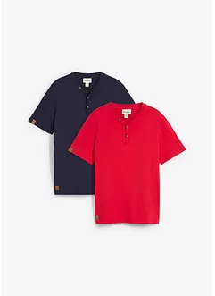 Lot de 2 T-shirts col tunisien 100 % coton, bonprix Lot de 2 T-shirts col tunisien 100 % coton, bonprix