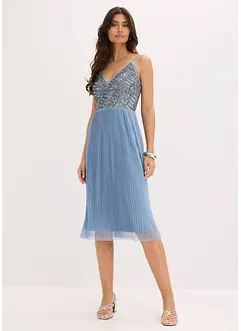 Robe midi à jupe plissée et sequins brodés, bonprix Robe midi à jupe plissée et sequins brodés, bonprix