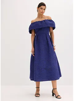 Robe à encolure Bardot en jacquard brillant, bonprix Robe à encolure Bardot en jacquard brillant, bonprix