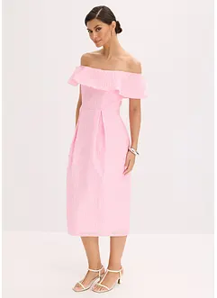 Robe à encolure Bardot en jacquard brillant, bonprix Robe à encolure Bardot en jacquard brillant, bonprix