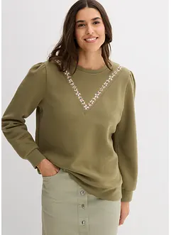 Sweat-shirt en coton mélangé avec broderie, bonprix Sweat-shirt en coton mélangé avec broderie, bonprix