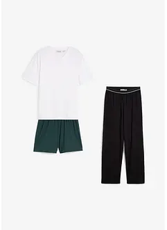 T-Shirt und 2 Pyjamaunterteile  aus reiner Bio-Baumwolle (3-tlg.Set), bonprix T-Shirt und 2 Pyjamaunterteile  aus reiner Bio-Baumwolle (3-tlg.Set), bonprix