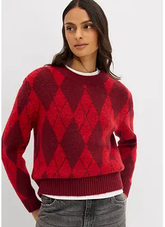 Feinstrickpullover mit Karomuster, bonprix Feinstrickpullover mit Karomuster, bonprix