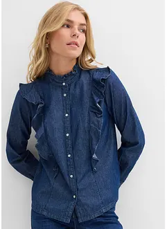 Chemisier en jean à volants, 100% coton, bonprix Chemisier en jean à volants, 100% coton, bonprix