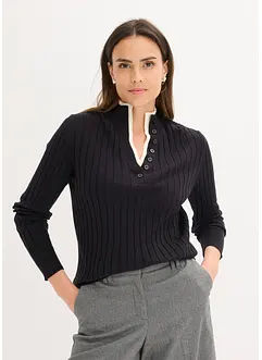 Pull côtelé effet superposé, viscose majoritaire, bonprix Pull côtelé effet superposé, viscose majoritaire, bonprix