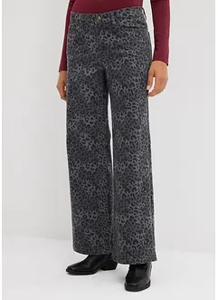 Pantalon large en twill imprimé léopard, bonprix Pantalon large en twill imprimé léopard, bonprix