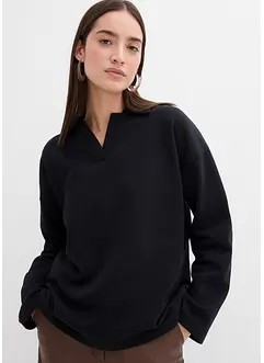 Sweatshirt mit gestricktem Polokragen aus Bio-Baumwolle, bonprix Sweatshirt mit gestricktem Polokragen aus Bio-Baumwolle, bonprix