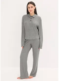 Weit geschnittener Loungewear Hausanzug aus weicher Rippe, bonprix Weit geschnittener Loungewear Hausanzug aus weicher Rippe, bonprix