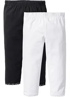 Lot de 2 leggings 3/4 fille en coton extensible, bonprix Lot de 2 leggings 3/4 fille en coton extensible, bonprix