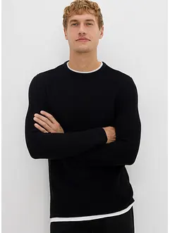 strukturierter Pullover in 2 in 1 Optik aus Baumwoll-Mix, bonprix strukturierter Pullover in 2 in 1 Optik aus Baumwoll-Mix, bonprix