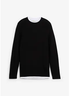 strukturierter Pullover in 2 in 1 Optik aus Baumwoll-Mix, bonprix strukturierter Pullover in 2 in 1 Optik aus Baumwoll-Mix, bonprix