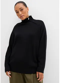 Pullover aus Viskose-Mix mit Reißverschlussdetail, bonprix Pullover aus Viskose-Mix mit Reißverschlussdetail, bonprix