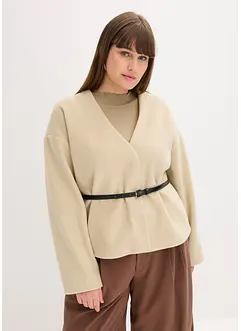 Oversized Blazer mit Gürtel in Wolloptik, ungefüttert, bonprix Oversized Blazer mit Gürtel in Wolloptik, ungefüttert, bonprix