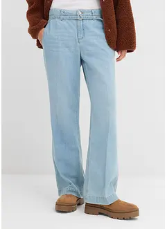 Wide-Leg-Jeans Mid Waist mit Gürtel, bonprix Wide-Leg-Jeans Mid Waist mit Gürtel, bonprix