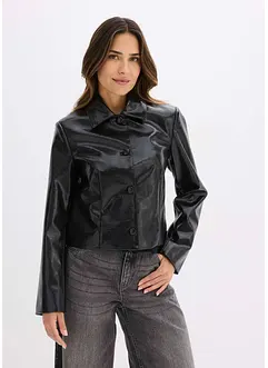 Verkürzte Lederimitat-Jacke mit glossy Krokoprägung, bonprix Verkürzte Lederimitat-Jacke mit glossy Krokoprägung, bonprix