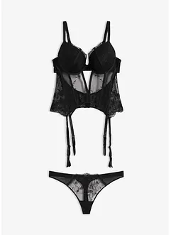 Guêpière à armatures et string avec broderies (ens. 2 pces), bonprix Guêpière à armatures et string avec broderies (ens. 2 pces), bonprix