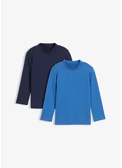 Langarmshirt mit Stehkragen aus reiner Bio-Baumwolle (2er Pack), bonprix Langarmshirt mit Stehkragen aus reiner Bio-Baumwolle (2er Pack), bonprix