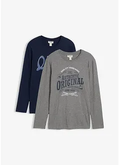 Lot de 2 T-shirts manches longues 100% coton, bonprix Lot de 2 T-shirts manches longues 100% coton, bonprix