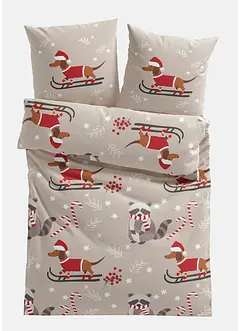 Parure de lit avec teckel de Noël, bonprix Parure de lit avec teckel de Noël, bonprix