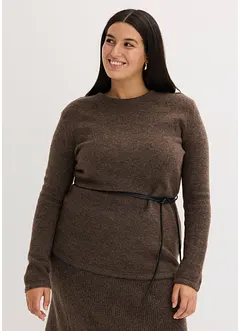 T-shirt manches longues en maille avec ceinture à nouer, bonprix T-shirt manches longues en maille avec ceinture à nouer, bonprix
